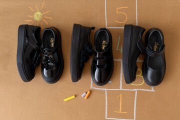 Este-Siyah Hakiki Deri Kız Çocuk Okul Ayakkabı