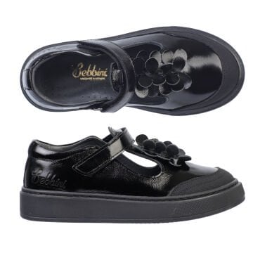 Este-Siyah Hakiki Deri Kız Çocuk Okul Ayakkabısı