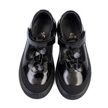 Este-Siyah Hakiki Deri Kız Çocuk Okul Ayakkabısı