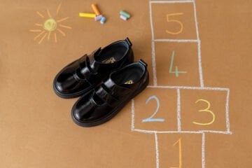 Twin-Siyah  Hakiki Deri Kız Çocuk Okul Ayakkabı