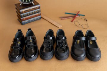 Twin Siyah Hakiki Deri Kız Çocuk Okul Ayakkabı