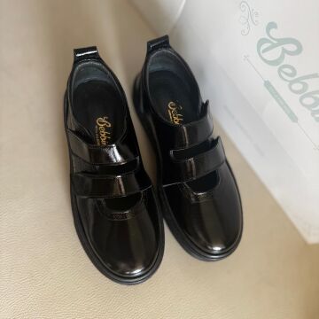 Twin Siyah Hakiki Deri Kız Çocuk Okul Ayakkabı