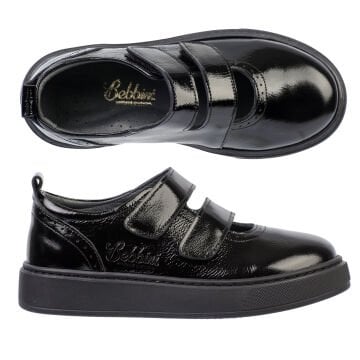 Twin-Siyah  Hakiki Deri Kız Çocuk Okul Ayakkabısı