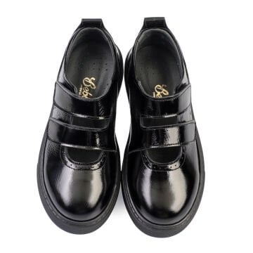 Twin-Siyah  Hakiki Deri Kız Çocuk Okul Ayakkabı