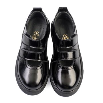 Twin Siyah Hakiki Deri Kız Çocuk Okul Ayakkabı