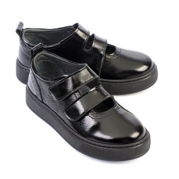 Twin Siyah Hakiki Deri Kız Çocuk Okul Ayakkabı