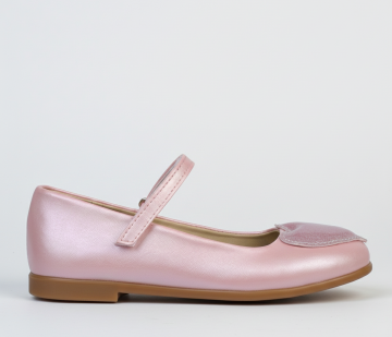 Pia-Özel Gün Pembe Işıltılı Kalpli Kız Çocuk Vegan Babet